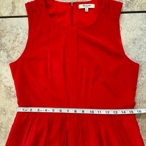 Madewell Red Silk Sleeveless Knee Length Dress 6 Holiday Cocktail Valentines - Picture 4 of 11